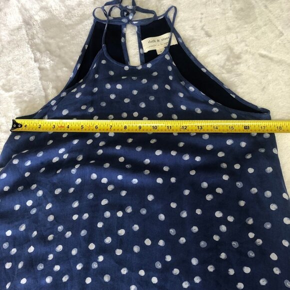 CLOTH & Stone Blue & White Polka Dot Summer Halter Dress Size Small - Picture 8 of 10